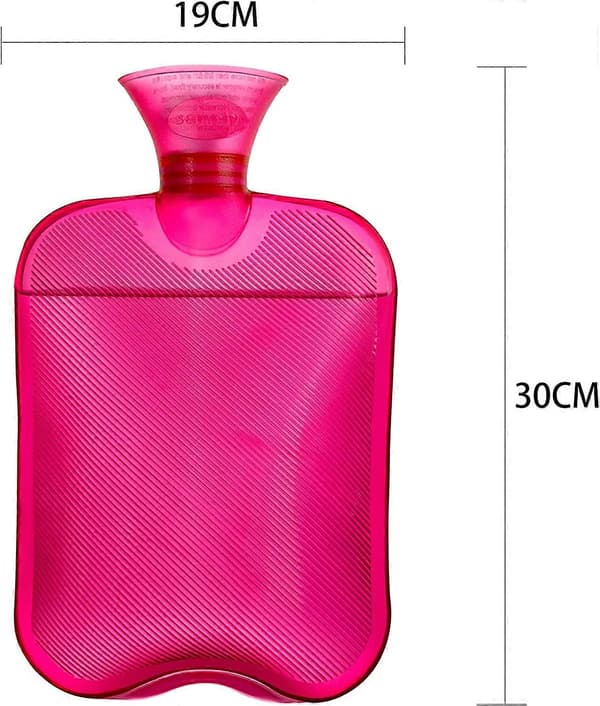 Varmvattenflaska med stickat överdrag, 1,10L varmvattenpåse, Rosa
