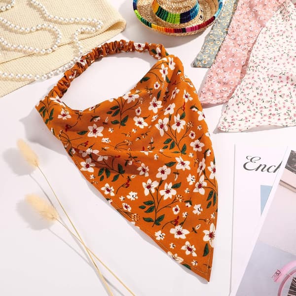 6 stk. blomstrede elastiske hårbånd tørklæde pandebånd chiffon hovedtørklæde trykt turban