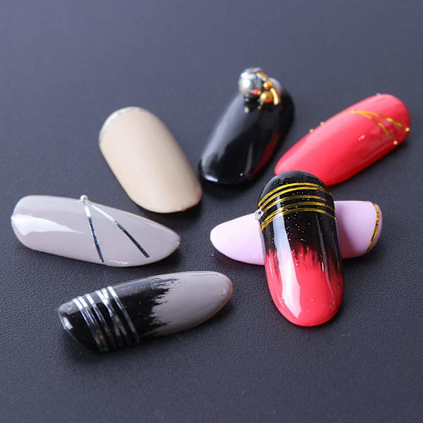 Nagelkonstborste Set, Nagelkonstverktyg Set, Nagelprickverktyg, Nageldammborste, Randiga Nagelkonstborste för Linjer, Nagelritpenna för Nageldesign