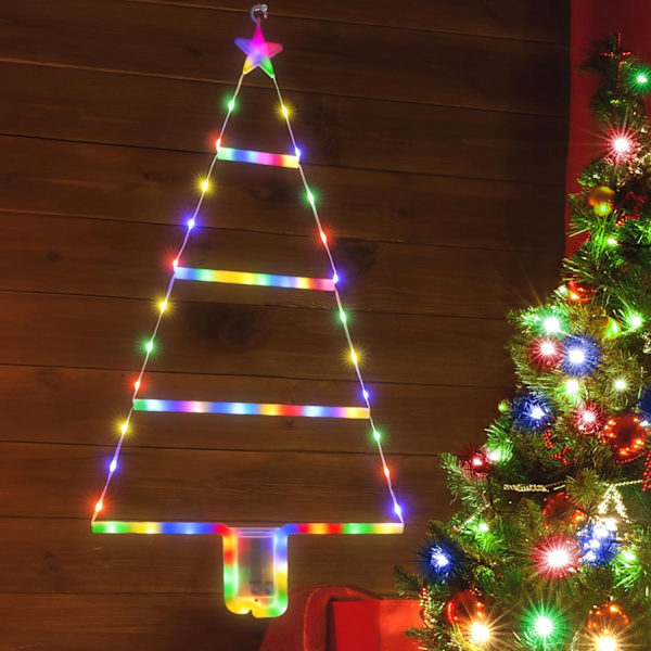 Batteridrevne Julelys - 93cm LED Stige Julelys, 8 Tilstande, Stige Juletræslygter til Julepynt Colorful