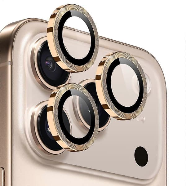 NORTHJO 1 Set för iPhone 17 Pro Max/17 Pro Härdat Glas Kameralinsskydd CD Ådror Metallring Lins