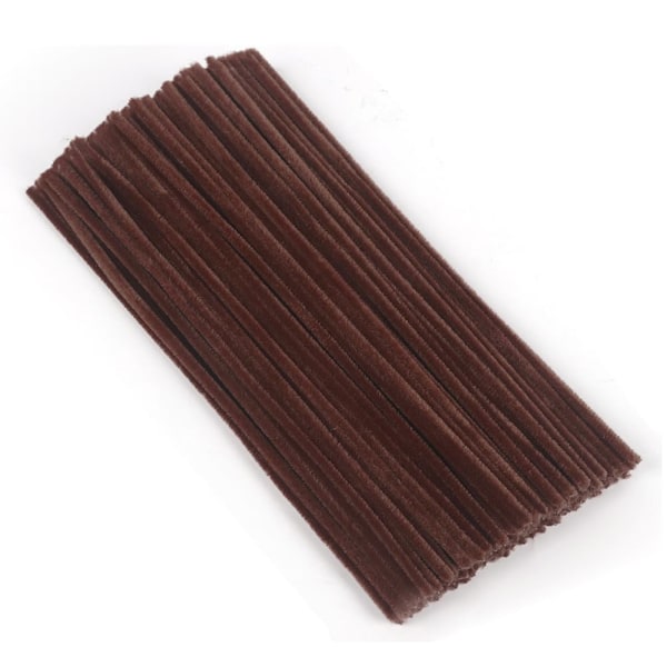 100 stycken piprensare, Chenilletråd 6mm x 30cm, Piprensare för hantverk DIY-projekt Chenilletråd Brown