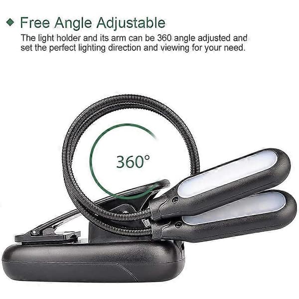 Clip-on boklampe/leselys/clip-lampe med 10 LED-lys for øyebeskyttelse