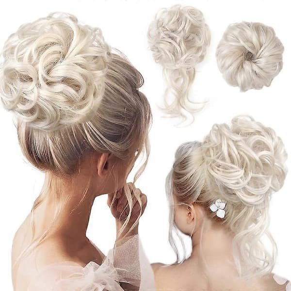 Messy Bun Hårstykke, 2 Stilarter Klassisk Tousled Updo Elastisk Hår