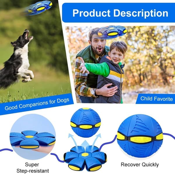 Saucer Hundeball, tykt eksplosjonssikkert materiale, sklisikker, miljøvennlig, høy elastisitet