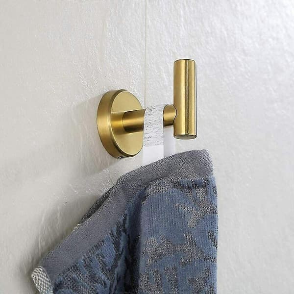Badekåbekrog børstet guld badeværelse håndklædekrog, køkken, garage, vægmontering (2 pak), 0,8 mm rustfrit stål, guld