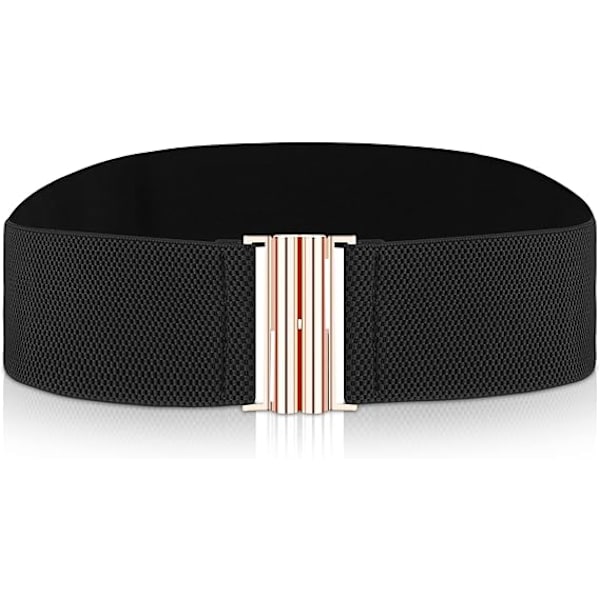 Breda stretchbälten för kvinnor, vintage elastiskt midjeband, trendigt retro justerbart bälte med spänne för klänningar