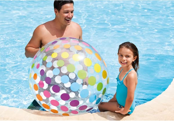 Vandbold, Polka Dot Mønster Strandbold, Stor Strandbold, Diameter 107cm Før Oppustning, 68cm Efter Oppustning