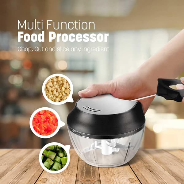 Manuel fødevarehakker med rustfri stålblade, foodprocessor til grøntsager, kød, fjerkræ, løg, nødder