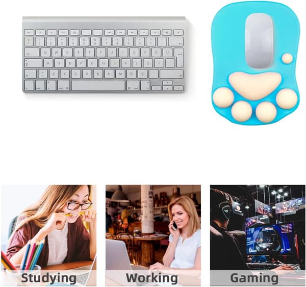 Musematte med håndleddsstøtte i silikagel, bærbar ergonomisk sklisikker gaming musematte komfort musematter