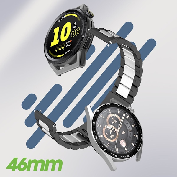 Rem til Huawei Watch GT Runner Stålspænde Sort / Sølv