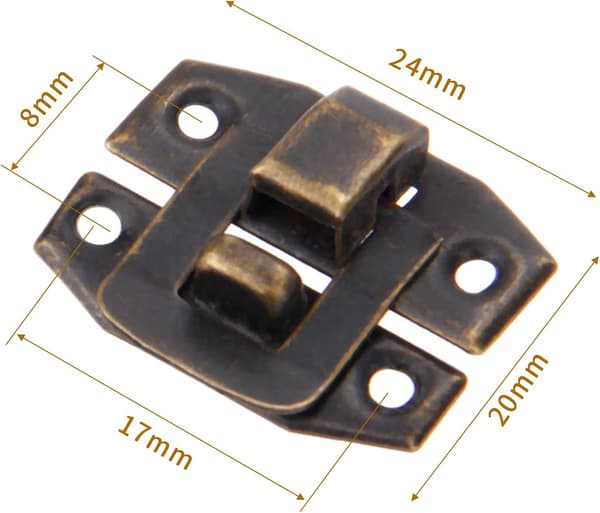 20 stk. låsehasper 2,4 x 2 cm Antikk bronse retrostil jernkasse boks kiste koffert låsehasper