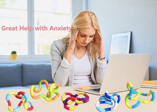 Tangles Sensoriset Fidget-lelut - 6 kpl Monivärisiä Kierrettäviä Fidget-leluja