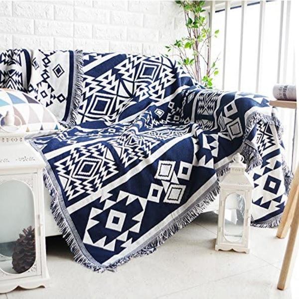 Multifunktionell dekorativ filt soffa handduk bomull varm överdrag 130 x 180 cm