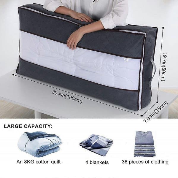 Opbevaringspose til under sengen, Queen Size, sammenfoldelig tøjopbevaringspose med klart vindue, 2-pak
