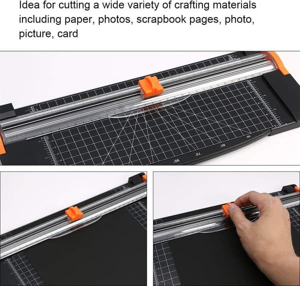 Papirkutter 8 stk. erstatningsskjæreblader med sikker pressedesign for papirkutter for å kutte A2, A3, A4, A5 papir, bilder