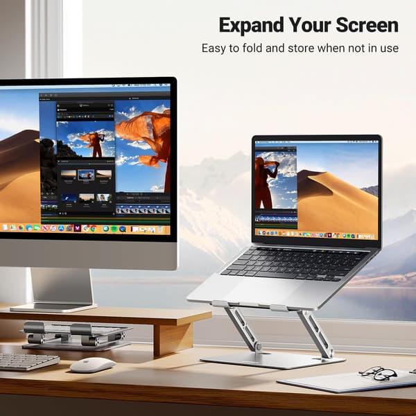 Laptopstativ, Justerbar Laptop Riser med Varmeventil, Ergonomisk Sammenleggbart Laptopstativ Kompatibelt