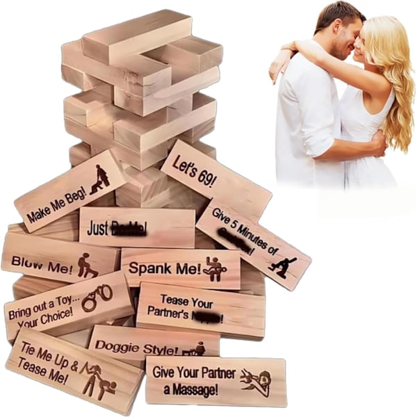 Voksen Block Tower Spill, Super Naughty Block Tower Spill, Valentine Tumbling Tower Stableklosser Spill