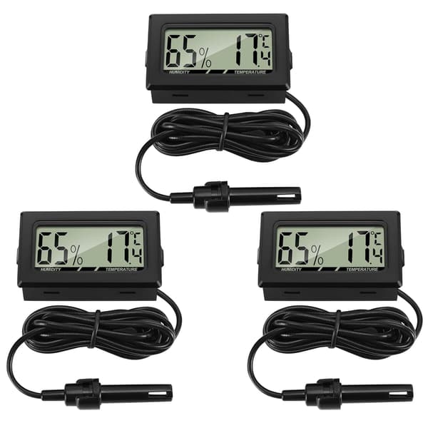 Digital termometer och hygrometer med extern sond, lämplig för vardagsrum och andra liknande platser, 3-pack