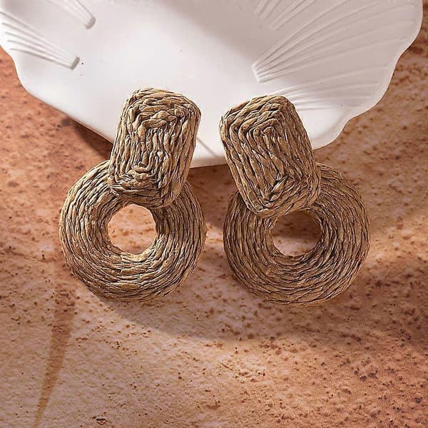 Statement Raffia Øreringe Søde Boho Øreringe Rattan Dingle Øreringe
