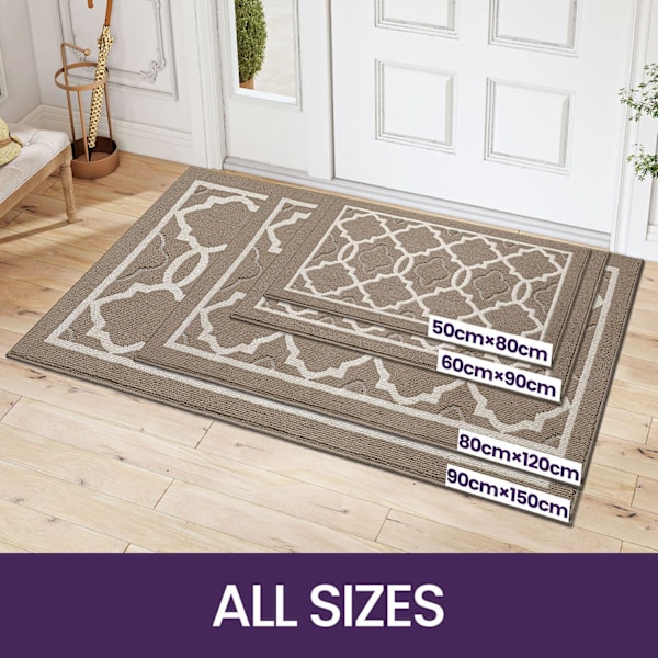 Dörrmatta 90 x 150 cm, Dörrmatta Inomhus Smutsfångare Halksäker, Maskintvättbar Entrématta Golvmatta, Superabsorberande - Mörk Beige Dark Beige 90*150cm