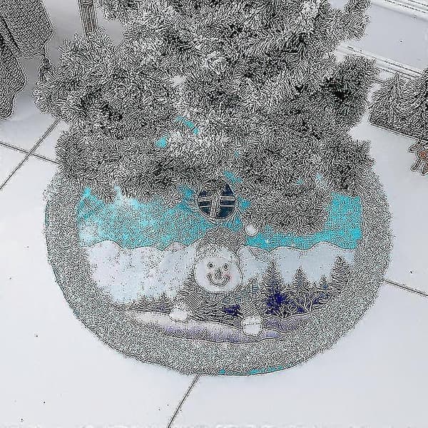 Blå LED Lysande Julgran Dekor Plysch Förkläde Med Ljus Julgransmatta