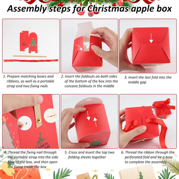Presentförpackning, 4 Delar Julpresentförpackning Set, Små Presentaskar, Julgodislåda, Presentaskar i Kartong för Jul, Fest, Presentdekoration
