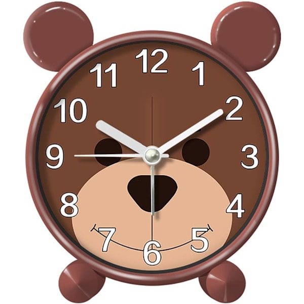 Söt väckarklocka, Barnväckarklocka Cartoon Bear Klocka Liten Skrivbordsväckarklocka Batteridriven Väckarklocka Tyst Alarm