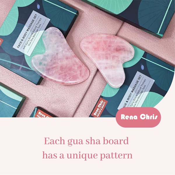 Rose Quartz Gua Sha, Naturlige Jade Ansiktsverktøy for SPA Akupunktur, Rosa Stein for Kropp Ansikt Nakke og Øye, Hudpleiegave til Kvinne