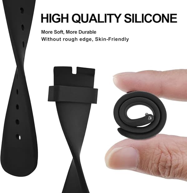 Urremme, silikone quick release blød gummi erstatningsarmbånd 18 mm, spænde i rustfrit stål