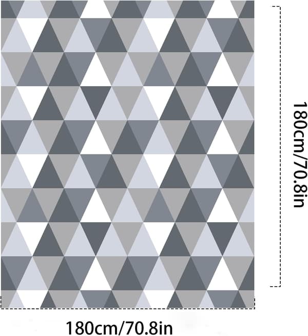 Triangulær Anti-Skimmel Polyester Bruse- og Badeforhæng med Plastikringe og Kroge, 180 x 180 cm - Egnet til Badeværelser