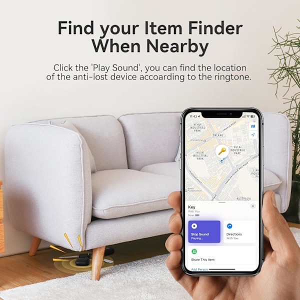 Nyckelfinnare, Plånboks Tracker Fungerar med Apple Hitta Min (endast iOS), Utbytbar Batteri, Vattenresistent, Bluetooth Objektfinnare (Svart, 2 Pack)