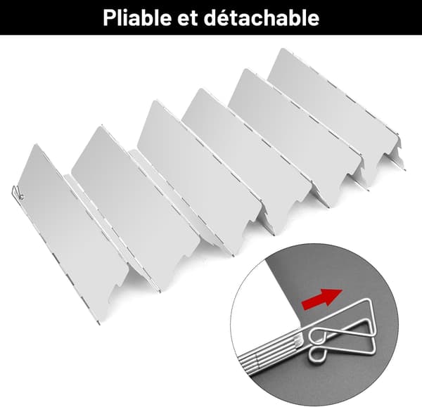 12-panels foldbar vindskærm i aluminiumslegering til campingovne