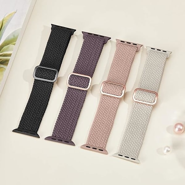 4 st flätade armband kompatibla med Apple Watch-rem, stretchiga armband elastiska sportarmband