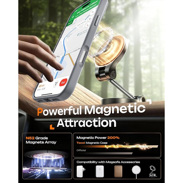 Magnetisk etui til iPhone 17 Pro Max 6,9 tommer, kompatibelt med MagSafe (Grå) iPhone 17 Pro Max