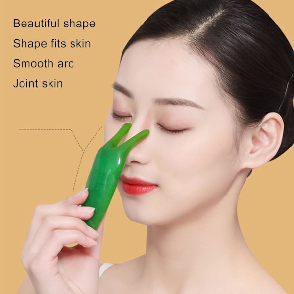 Gua Sha Ansiktsverktyg, Näsmasssage Hög Näsbro Scraper Gua Sha Massagverktyg för Näs Käklinje Formning Svullnad Reducerande (Grön)