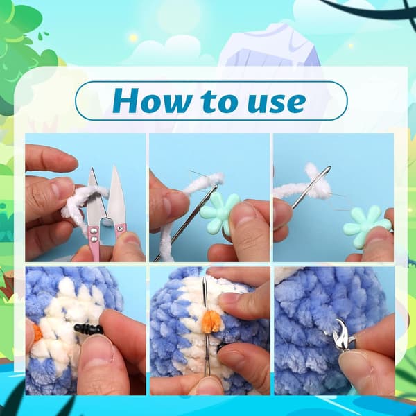 Hæklesæt til begyndere Chenille Hæklesæt til begyndere og voksne Sæt inkluderer instruktion og video tutorials style 3