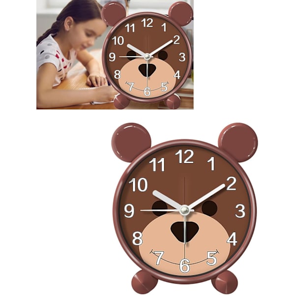 Söt väckarklocka, Barnväckarklocka Cartoon Bear Klocka Liten Skrivbordsväckarklocka Batteridriven Väckarklocka Tyst Alarm