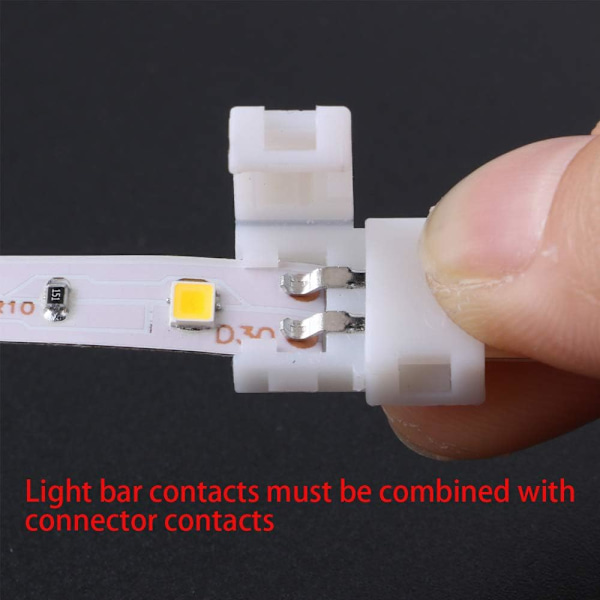 10 stk. 2-pinners LED-kontakt hurtig fleksibel stripekabeladapter jumper, 10 stk. LED 8 mm