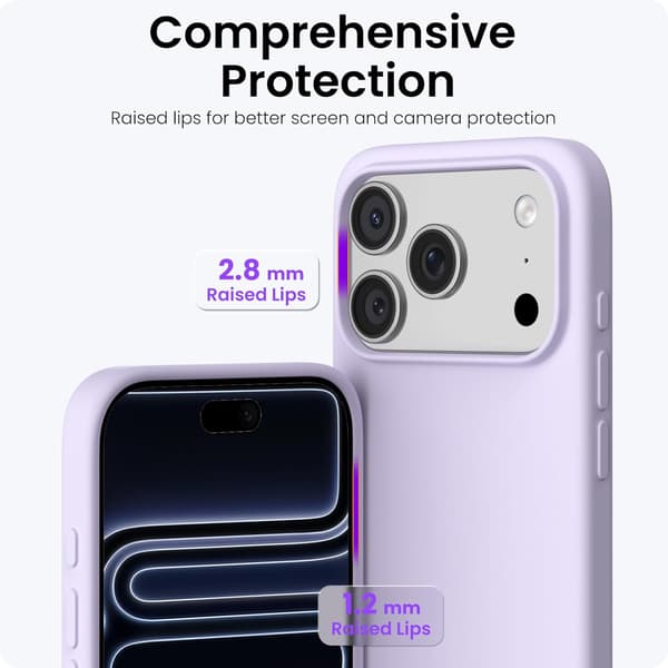 Etui til iPhone Pro 6,3 tommer - mykt flytende silikonetui, støtsikkert, tynt, mikrofiber innerfôr, full beskyttelse, lilla