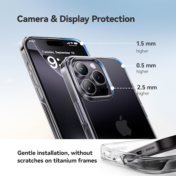 2024 Kristallklart designad för iPhone 16 Pro Max-fodral, stöttåligt skyddande telefonfodral tunt smalt fodral för iPhone 16 Pro Max, genomskinligt