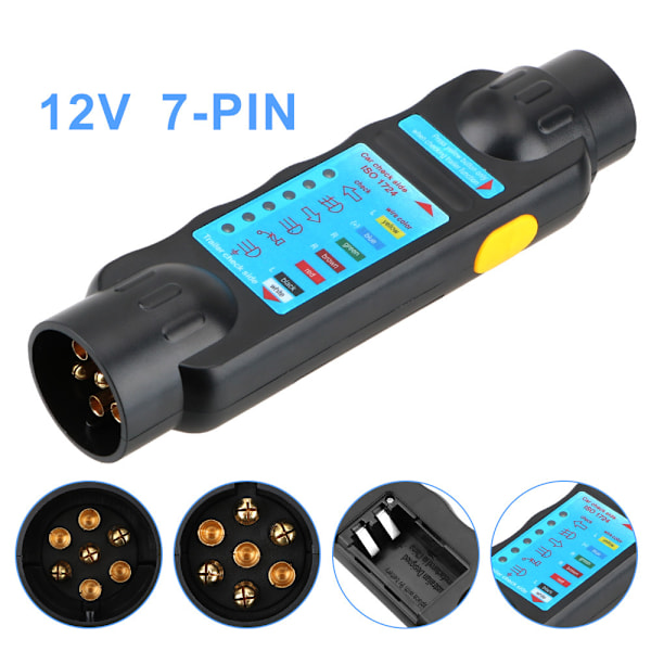 7-kjerne tilhenger tester 12V RV linjesignal tester Plugg og stikkontakt koblingsregistrering