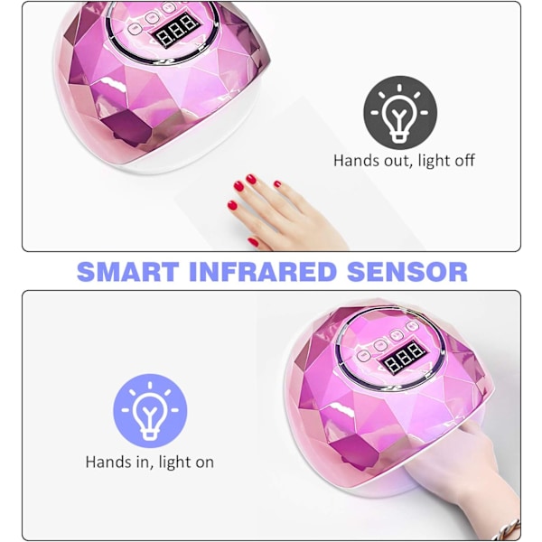 UV LED Neglelakk Lampe Raskere Negletørker for Gel Polish, Negleherdingslampe med 4 Timer Innstilling Auto Sensor LCD Skjerm