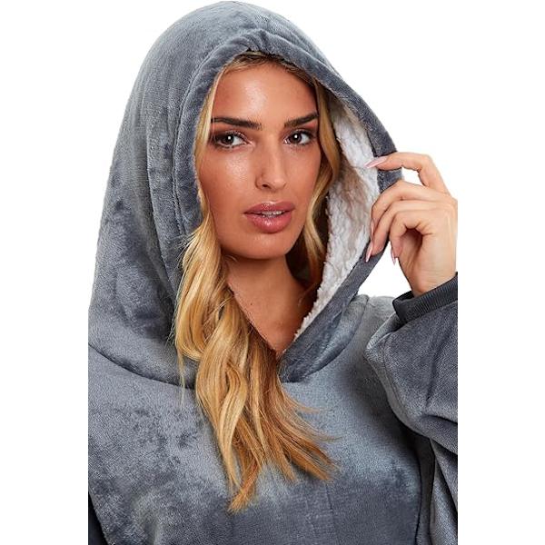 Hætteklæde Tæppe Top Lounge Fleece Sherpa Originale Tæpper Sweatshirt Hættetrøje Som Set På TV Varm Blød Hyggelig One Size