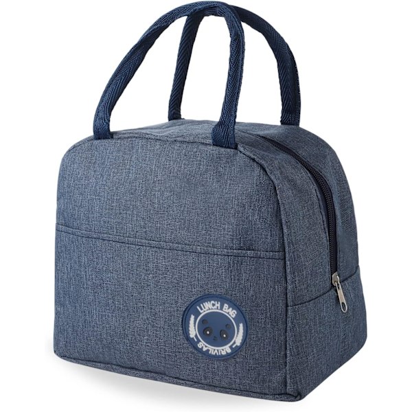 Isolerad Lunchväska, 6L Lunchlåda med Isolerande Aluminiumfolie, Liten Läcksäker Lunchkorg Mini Isolerad Lunchväska (Marinblå)