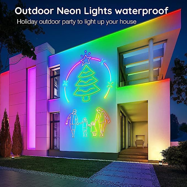Neonrep 10M, RGB LED-remsa med appfjärrkontroll, musiksynkronisering färgförändrande vattentät flexibel LED-ljusremsa