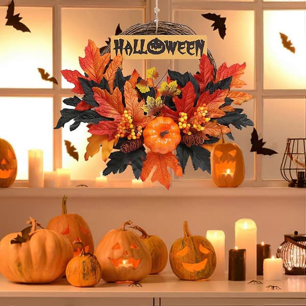 40 cm Höstkransar, Höstkrans, Stor Höstgårdskrans, för Halloween Thanksgiving Hemdörrsdekor