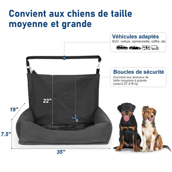 Bilbeskyttelse til hunde, bilkurv til hunde og bilsæde til hunde - Sikker hængekøje med pude til biltransport, bagtilbehør og bilsæde til hund