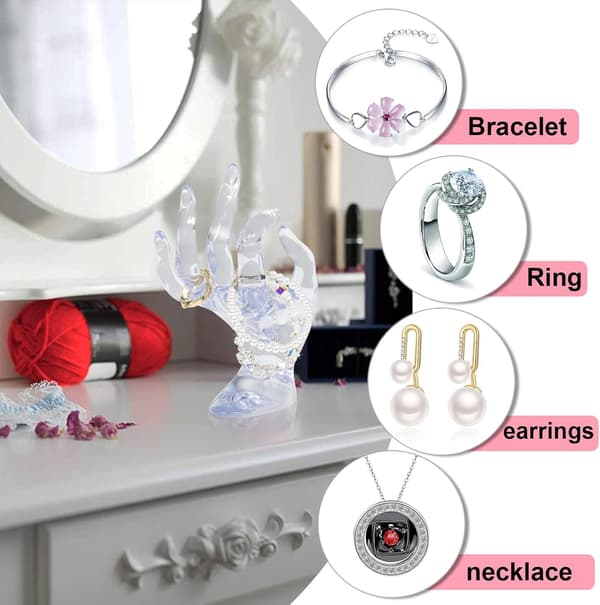 Händerformad Ringhållare Smyckesdisplayhållare, Klar Rumdekor Estetisk Armband Ring Klockställ Smyckeshållare för Rumdekor