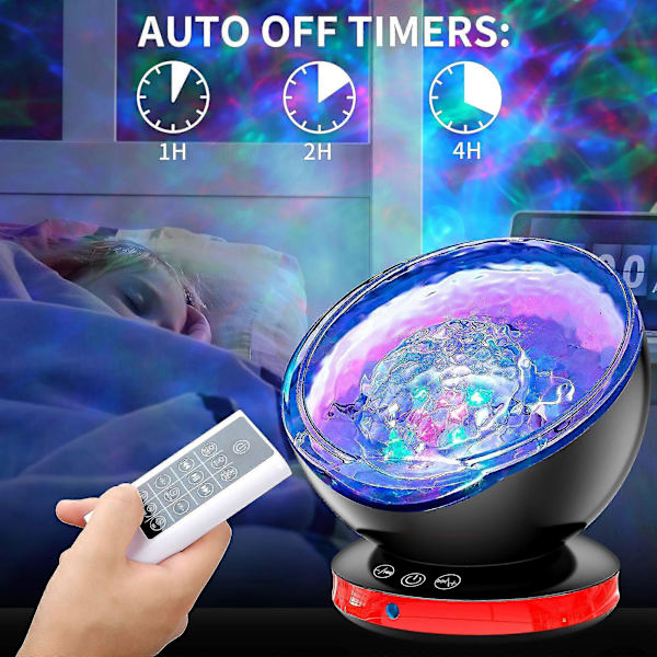 Ocean Wave Projector Led Nattlys Skylight Projector Søvnhjelpemidler Musikkspiller
